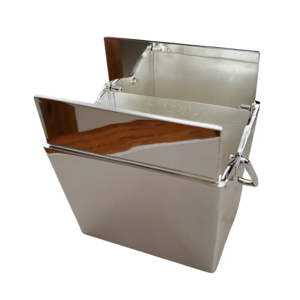 Silver-Plated Lacquer Chinese Takeout Box | Small To Go Box | New In Box (NIB)
